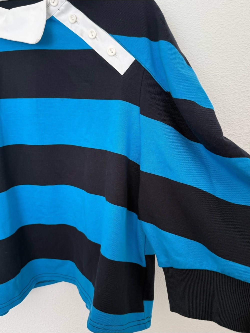 NWT KBB by KAHLANA The Asymmetric Striped Rugby T-Shirt XL Blue Limited Edition - Picture 6 of 11